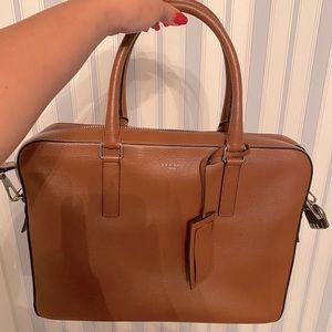 Sandro Brown Brown Saffiano Leather Briefcase
